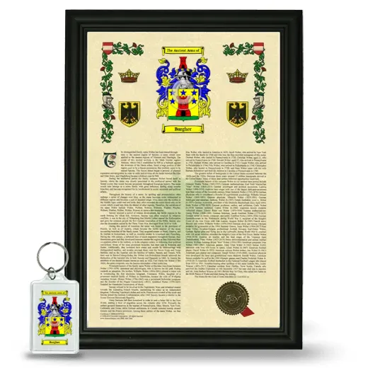 Burgher Framed Armorial History and Keychain - Black