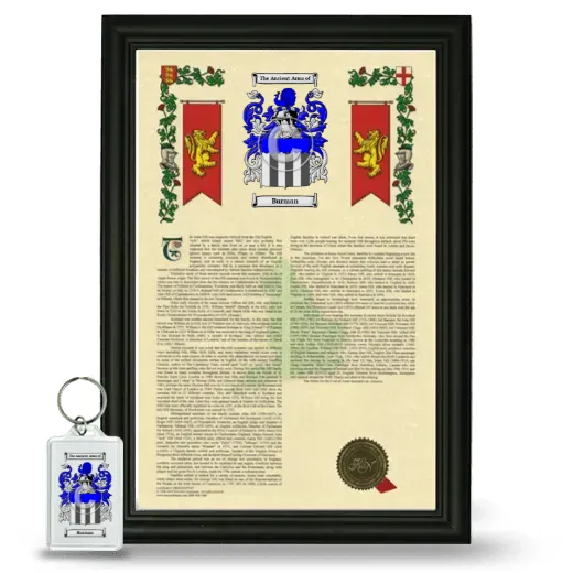 Burman Framed Armorial History and Keychain - Black