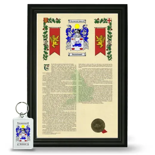 Butterword Framed Armorial History and Keychain - Black