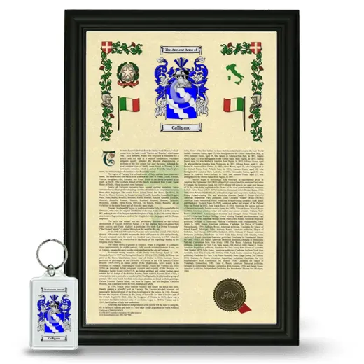Calligaro Framed Armorial History and Keychain - Black