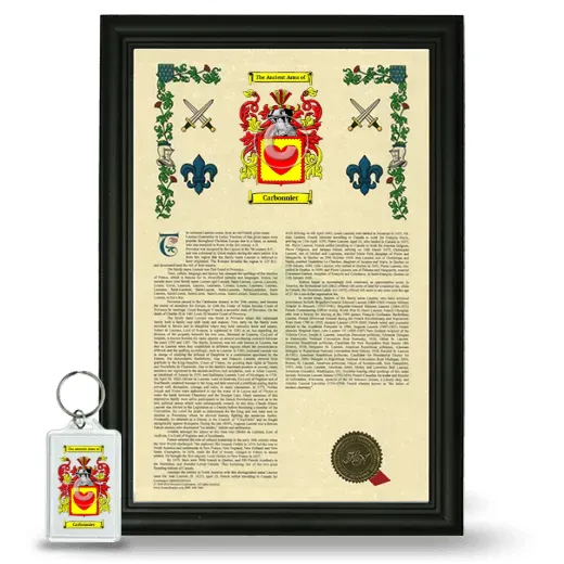 Carbonnier Framed Armorial History and Keychain - Black
