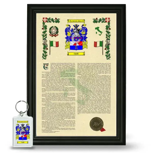 Cardi Framed Armorial History and Keychain - Black