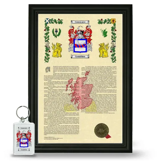 Carmichan Framed Armorial History and Keychain - Black
