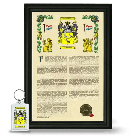 Castellane Framed Armorial History and Keychain - Black
