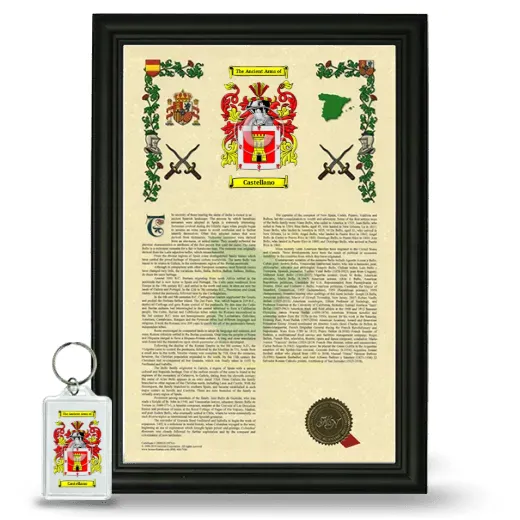 Castellano Framed Armorial History and Keychain - Black