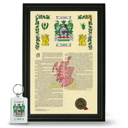 Caudwell Framed Armorial History and Keychain - Black