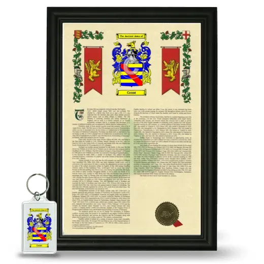 Caunt Framed Armorial History and Keychain - Black