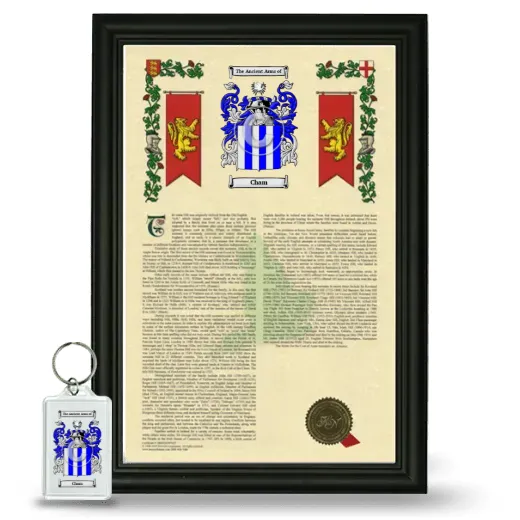 Cham Framed Armorial History and Keychain - Black