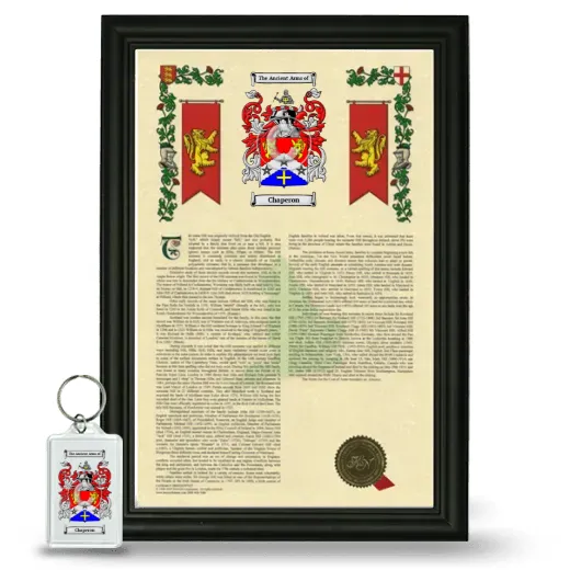 Chaperon Framed Armorial History and Keychain - Black