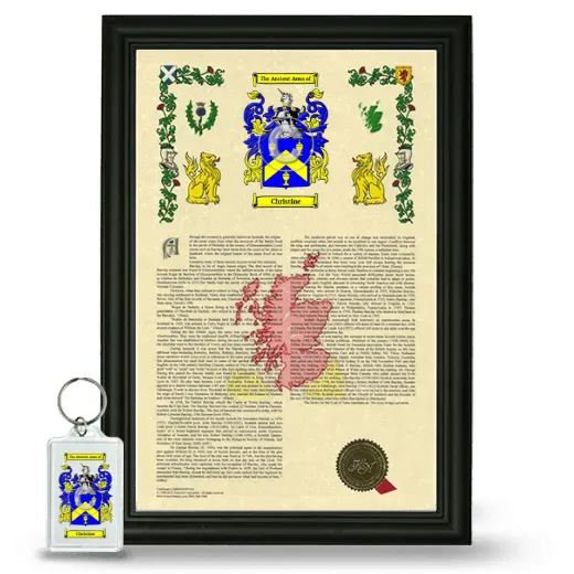 Christine Framed Armorial History and Keychain - Black