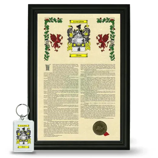 Cleves Framed Armorial History and Keychain - Black