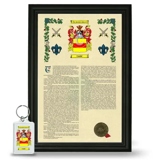 Conde' Framed Armorial History and Keychain - Black