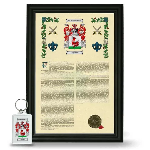 Coquelin Framed Armorial History and Keychain - Black