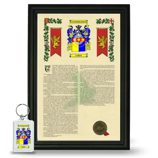 Corkett Framed Armorial History and Keychain - Black