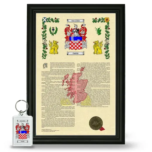 Corvin Framed Armorial History and Keychain - Black