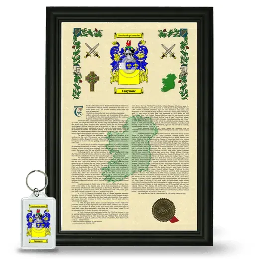 Craymore Framed Armorial History and Keychain - Black