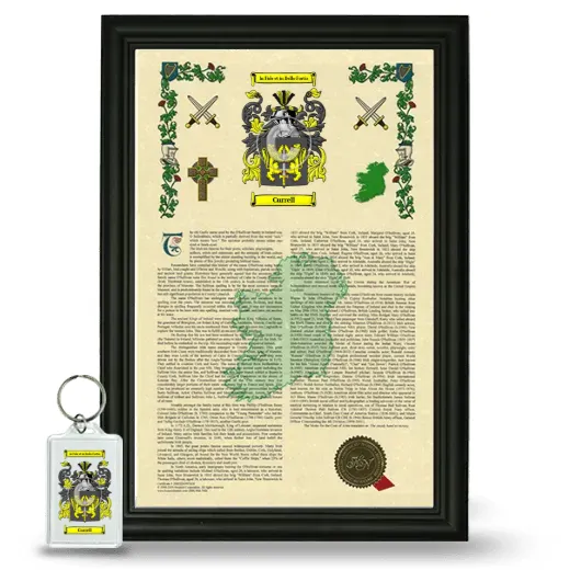 Currell Framed Armorial History and Keychain - Black