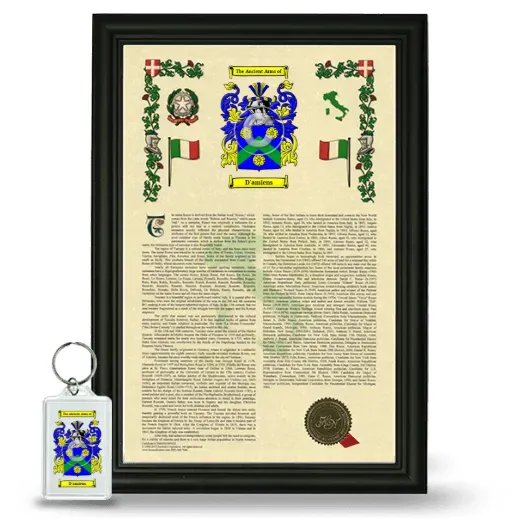 D'amiens Framed Armorial History and Keychain - Black