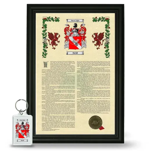 David Framed Armorial History and Keychain - Black