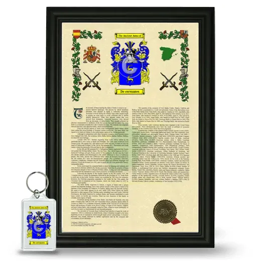 De cervantes Framed Armorial History and Keychain - Black