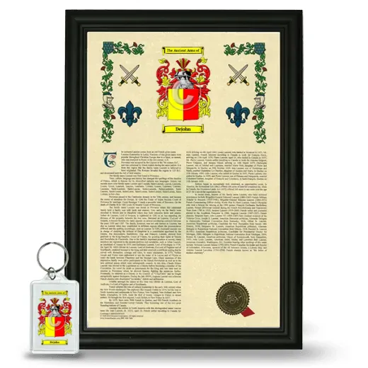 Dejohn Framed Armorial History and Keychain - Black
