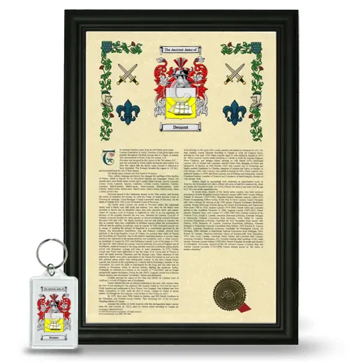 Denaut Framed Armorial History and Keychain - Black