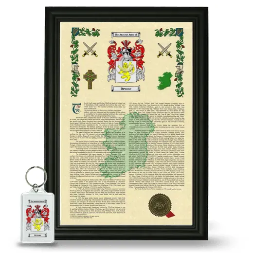 Devane Framed Armorial History and Keychain - Black