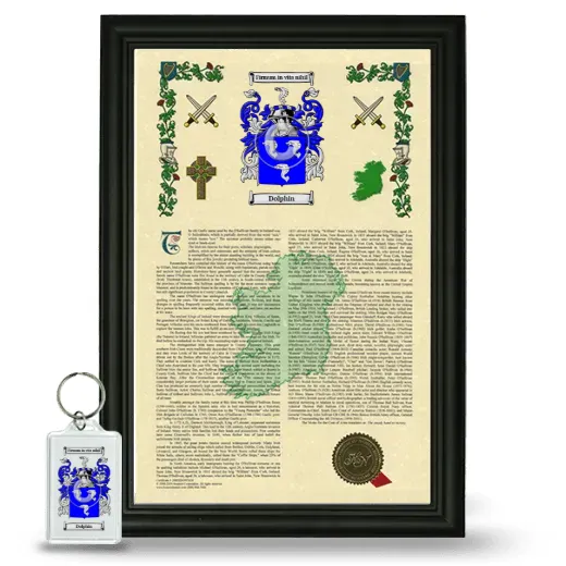 Dolphin Framed Armorial History and Keychain - Black