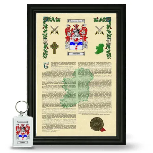 Dulaney Framed Armorial History and Keychain - Black