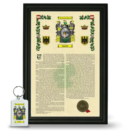 Emerick Framed Armorial History and Keychain - Black