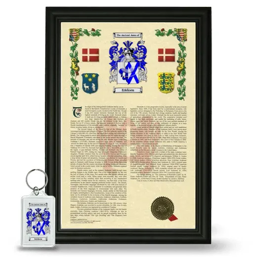 Ericksen Framed Armorial History and Keychain - Black