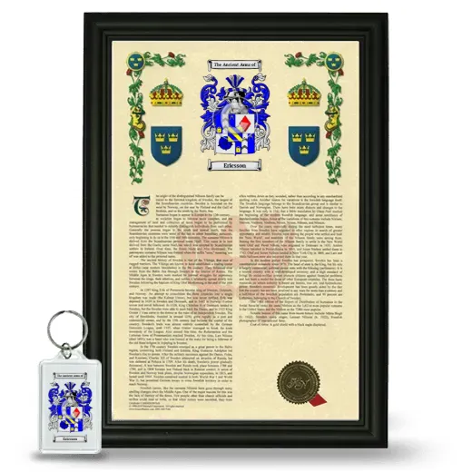 Ericsson Framed Armorial History and Keychain - Black