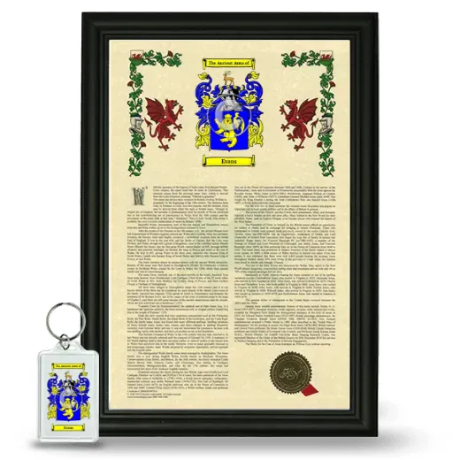 Evans Framed Armorial History and Keychain - Black