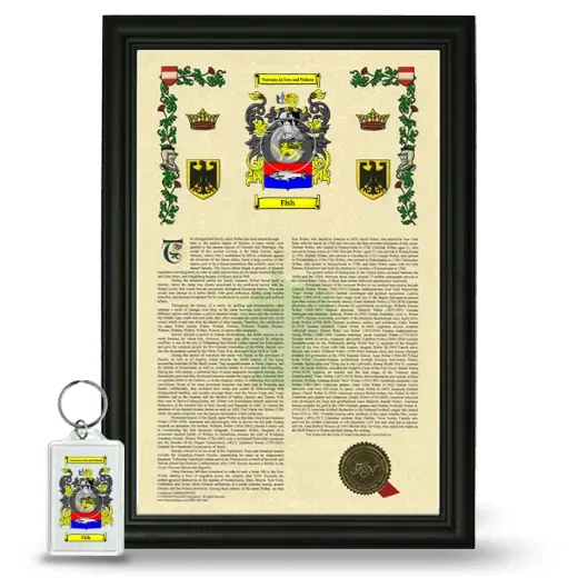 Fish Framed Armorial History and Keychain - Black
