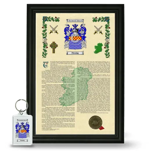 Fleming Framed Armorial History and Keychain - Black