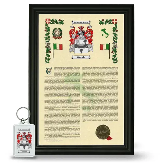 Gabriela Framed Armorial History and Keychain - Black