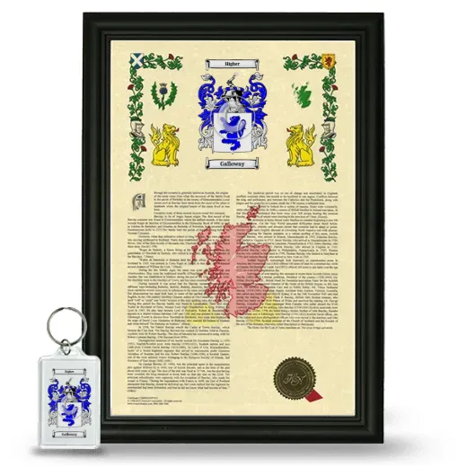 Galloway Framed Armorial History and Keychain - Black