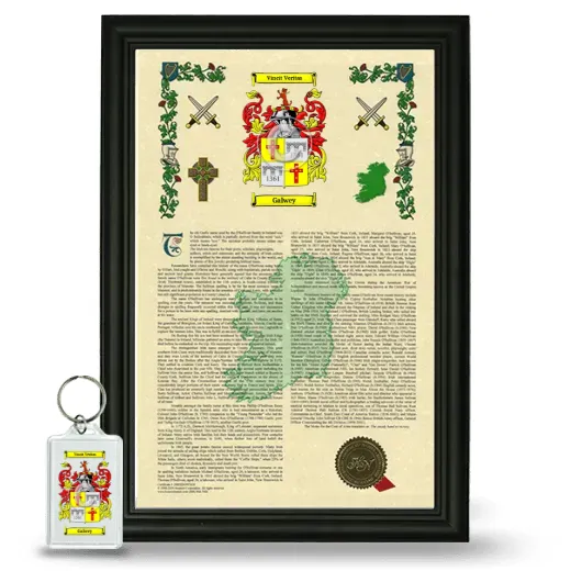 Galwey Framed Armorial History and Keychain - Black