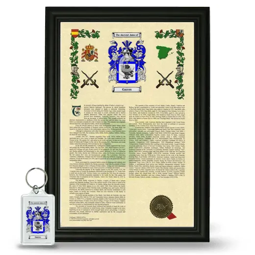 Garces Framed Armorial History and Keychain - Black