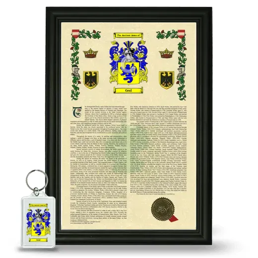 Geal Framed Armorial History and Keychain - Black