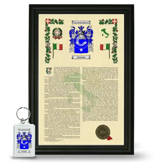 Germany Framed Armorial History and Keychain - Black