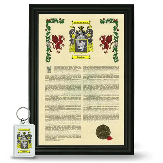 Giddings Framed Armorial History and Keychain - Black