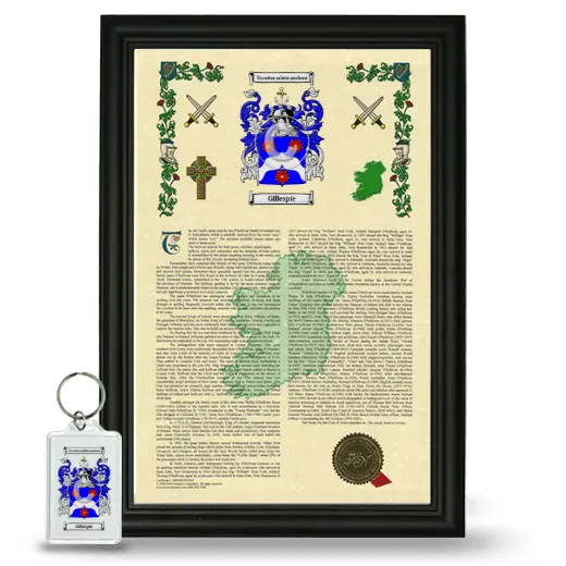 Gillespie Framed Armorial History and Keychain - Black