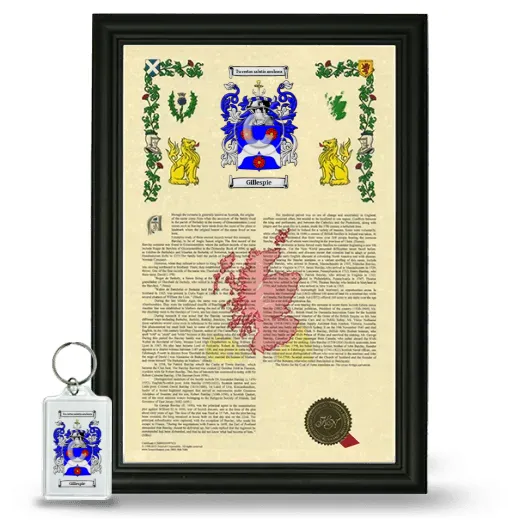 Gillespie Framed Armorial History and Keychain - Black