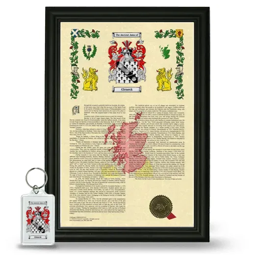 Glenesk Framed Armorial History and Keychain - Black