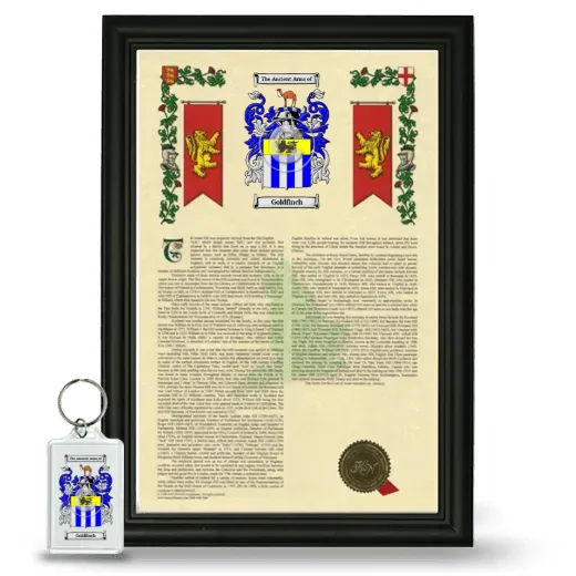 Goldfinch Framed Armorial History and Keychain - Black