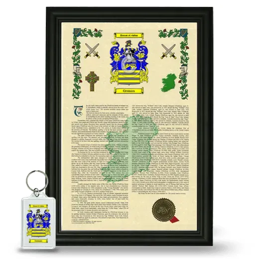 Groman Framed Armorial History and Keychain - Black