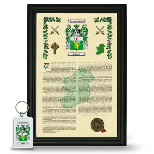 Guiness Framed Armorial History and Keychain - Black