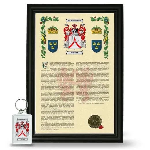 Gustave Framed Armorial History and Keychain - Black