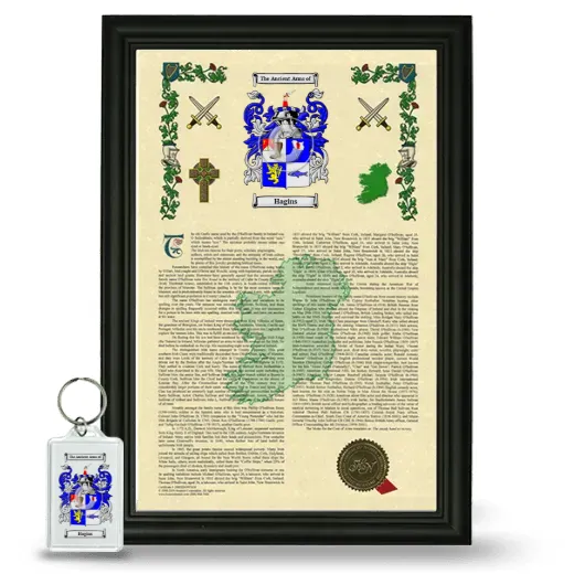 Hagins Framed Armorial History and Keychain - Black